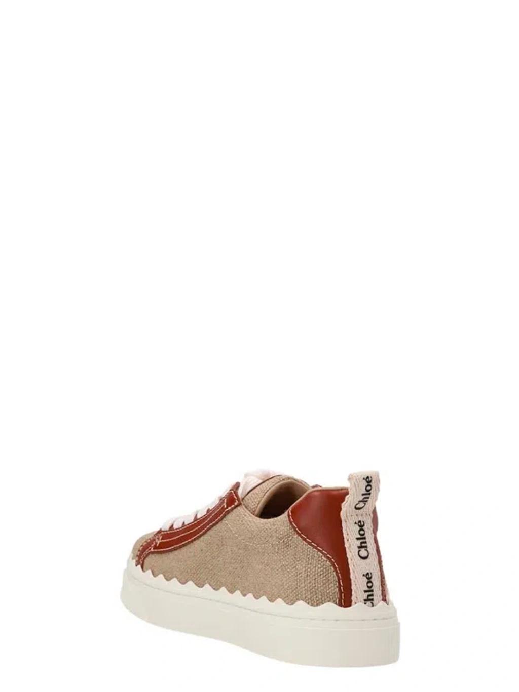 CHLOÉ Lauren Canvas & Leather Sneaker In Beige Product Image