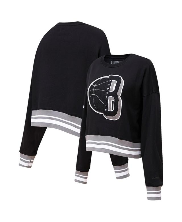 Womens Pro Standard Black Brooklyn Nets Mash Up Pullover Sweatshirt Product Image