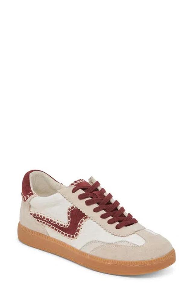 DOLCE VITA Notice Stitch Genuine Calf Hair Sneaker In White,maroon Stitch Product Image