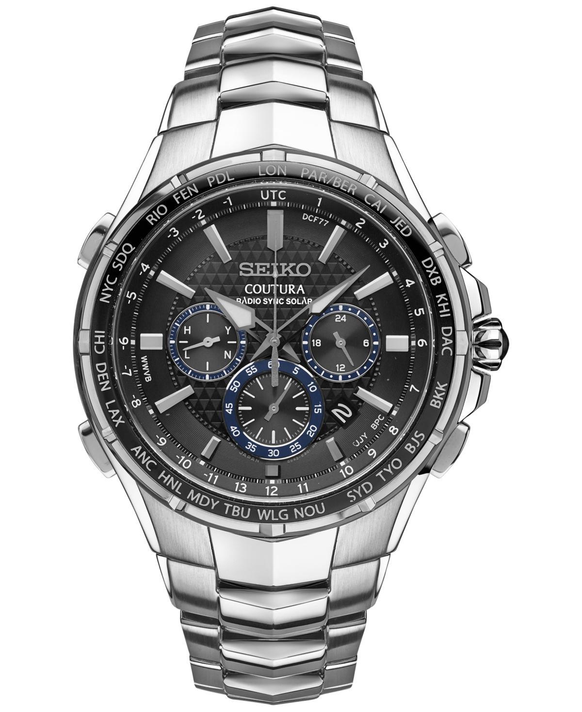 Seiko Mens Coutura Stainless Steel Solar Chronograph Watch - SSG009, Silver Product Image