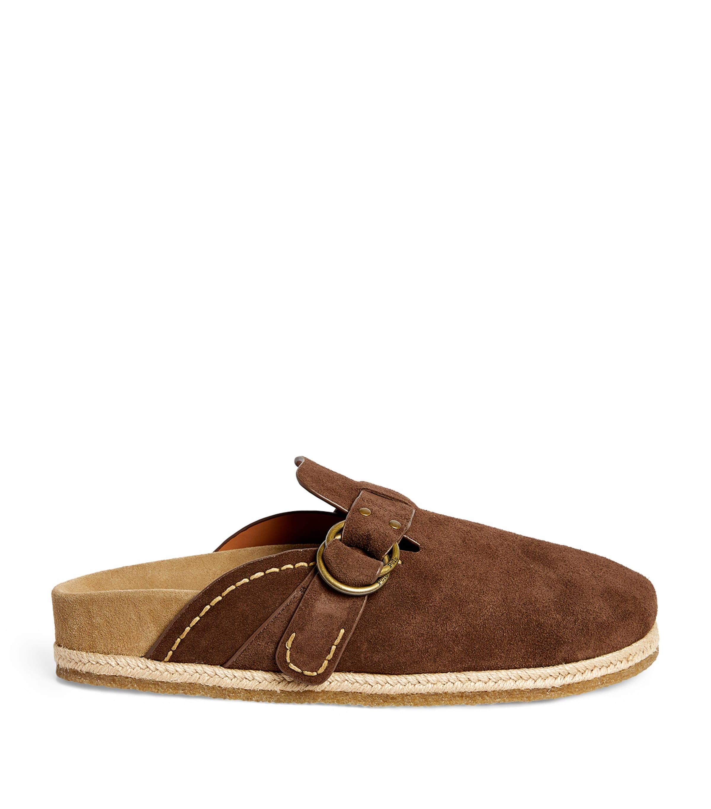 POLO RALPH LAUREN Suede Turbach Clogs In Brown Product Image