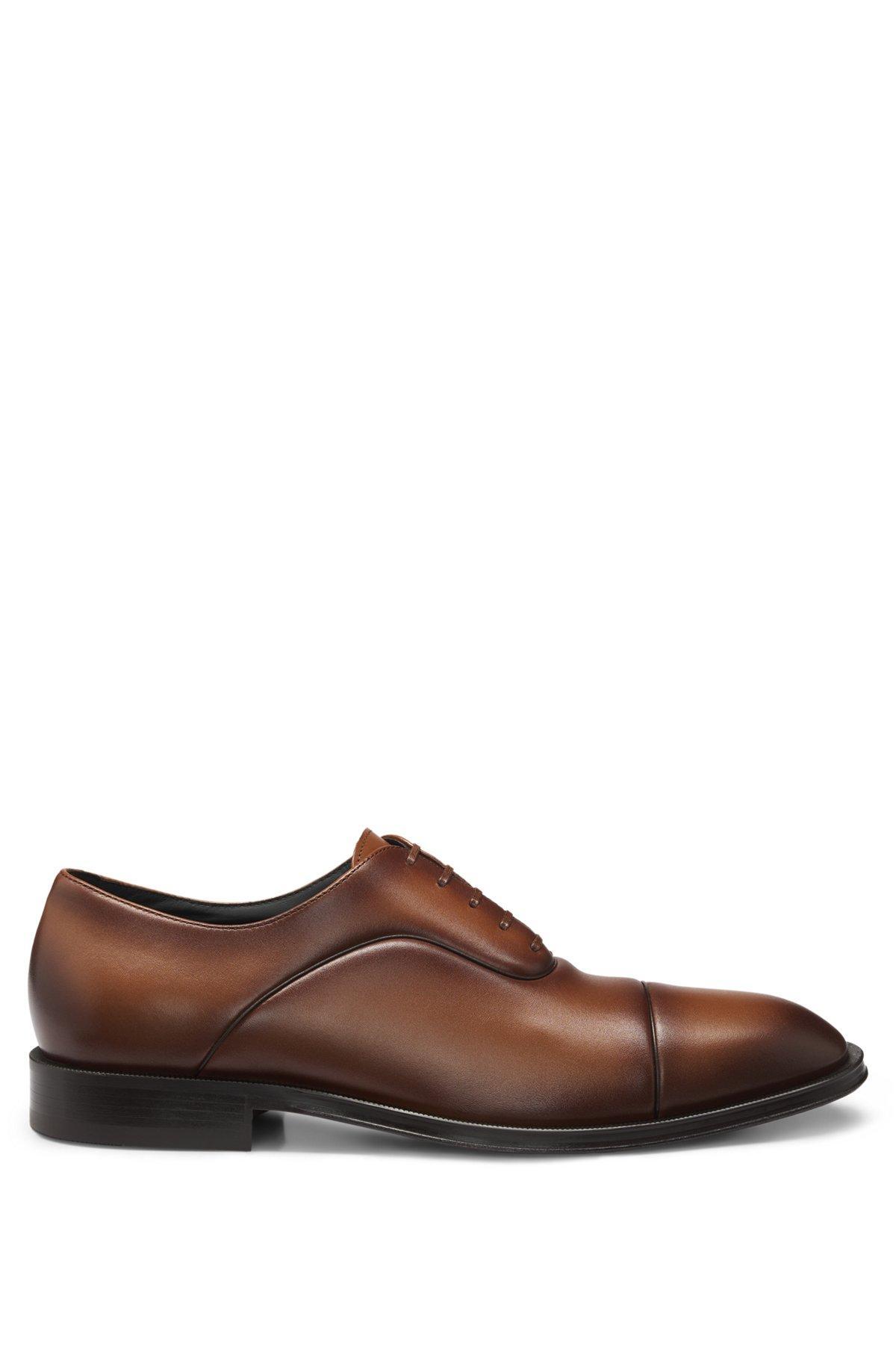 BOSS - Captoe Oxford shoes in smooth leather - Brown Product Image