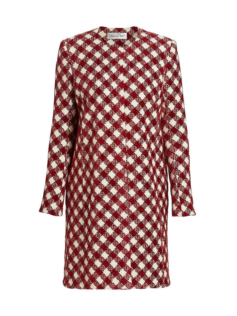 Womens Chenille Check Tweed Long Jacket Product Image