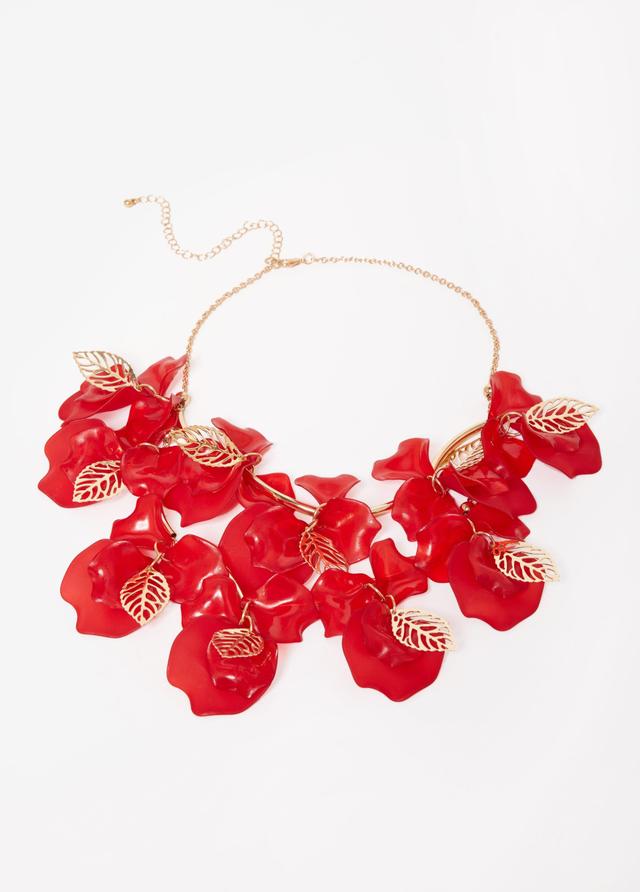 Plus Size Flower Petal Gold Tone Necklace, - Ashley Stewart Product Image