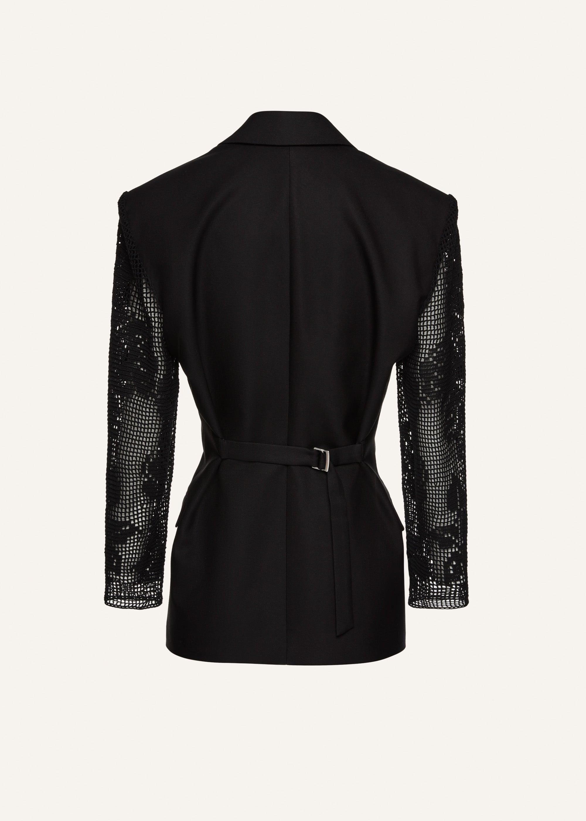 Lace crochet hourglass blazer in black Product Image