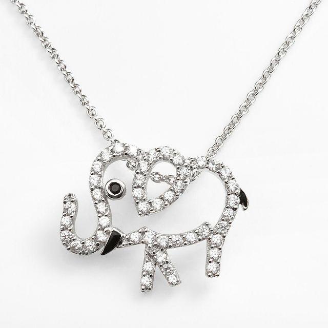 Sophie Miller Sterling Silver Black & White Cubic Zirconia Elephant Pendant, Womens Product Image