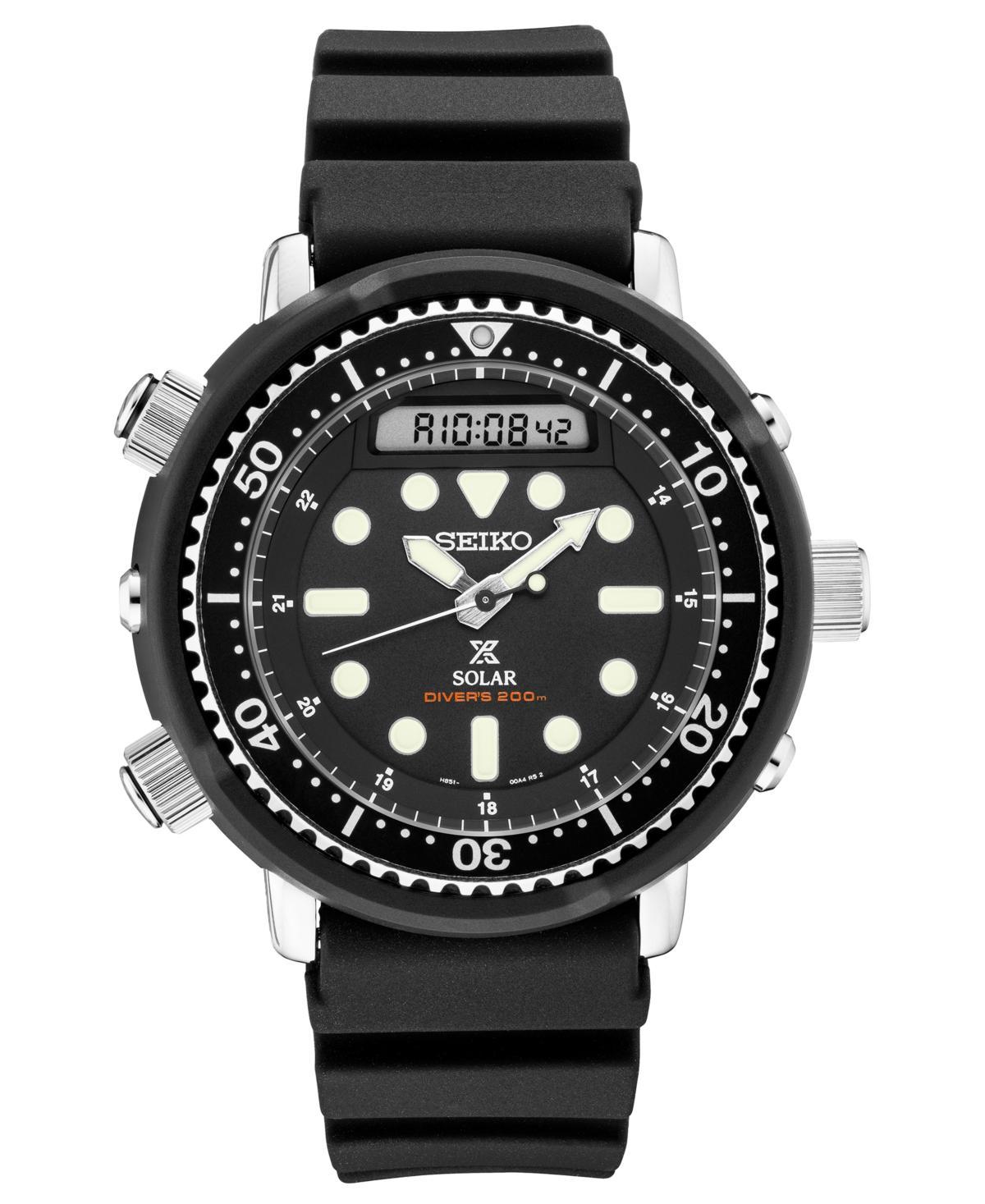 Seiko Mens Prospex Solar Hybrid Diver Black Silicone Strap Watch Product Image