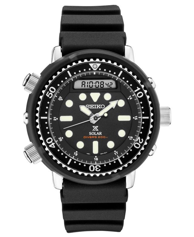 Seiko Mens Prospex Solar Hybrid Diver Black Silicone Strap Watch Product Image