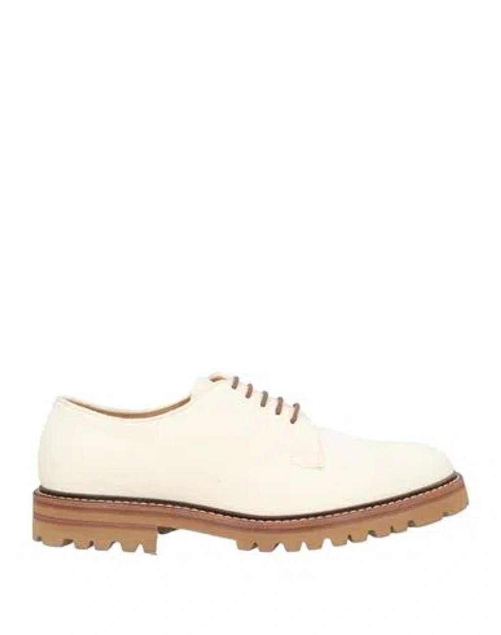 BRUNELLO CUCINELLI Man Lace-up Shoes Cream Size 8 Leather In White product image