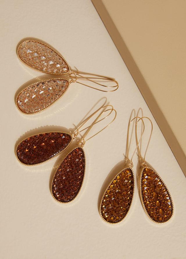 Plus Size Gold Tone Druzy Earrings Set Ashley Stewart Product Image