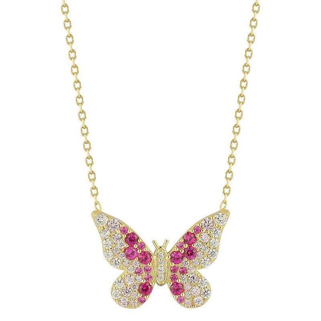 Sunkissed Sterling Cubic Zirconia Butterfly Necklace, Womens Gold Tone Product Image