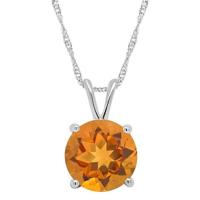 Alyson Layne 14k Gold Round Citrine Pendant Necklace, Womens 14k White Gold Product Image