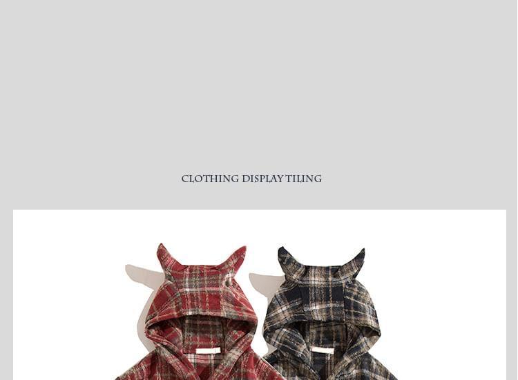 Plaid Hooded Zip-Up Jacket Product Image