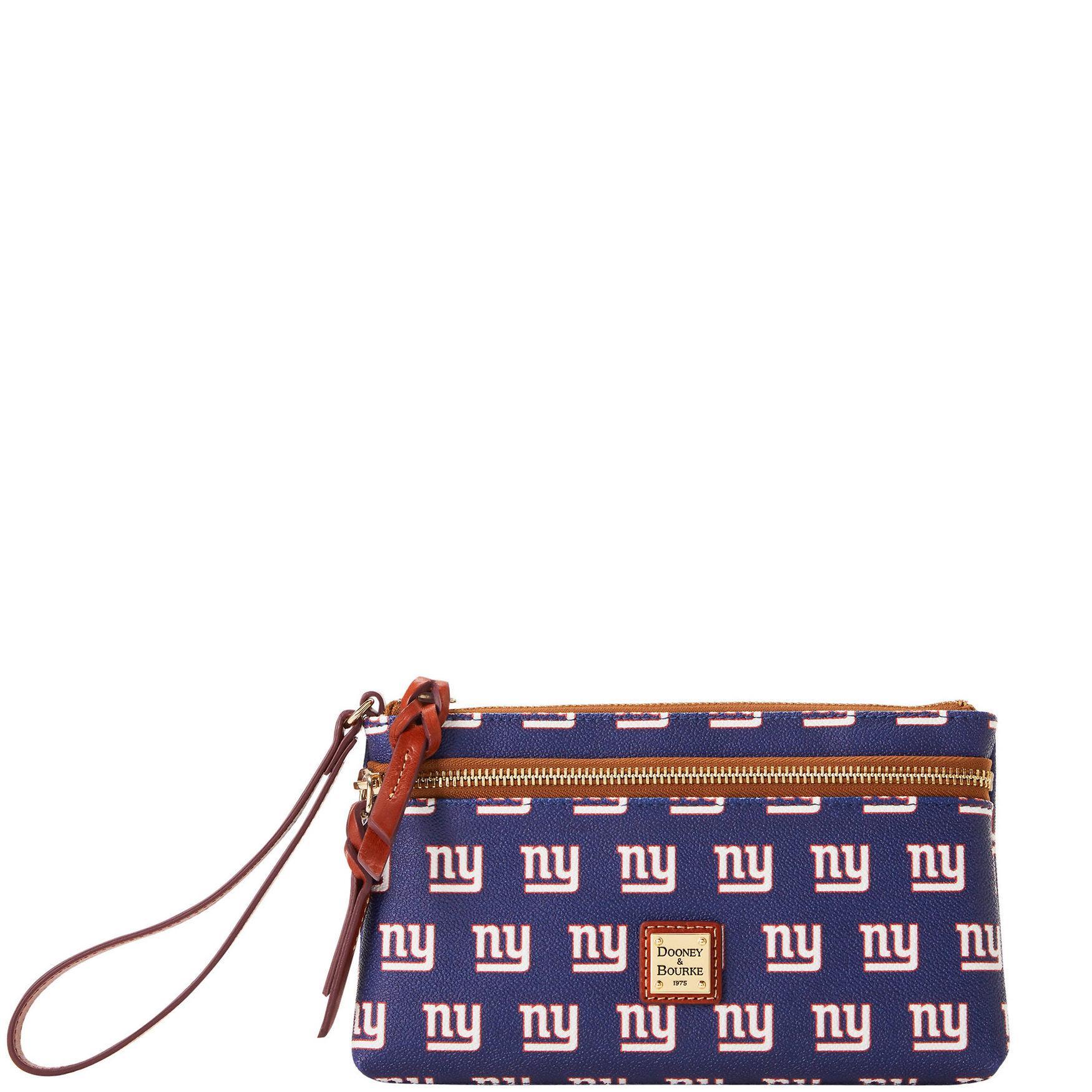 Dooney & Bourke Womens NFL NY Giants Double Zip Coated Cotton Wristlet in Navy Product Image