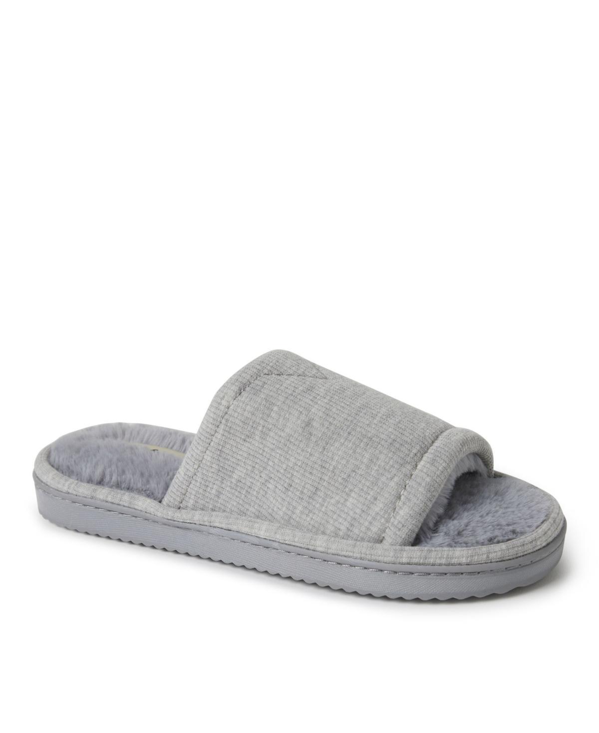 Dearfoams Demi-Rib Knit Womens Slide Slippers Light Grey Gray Product Image