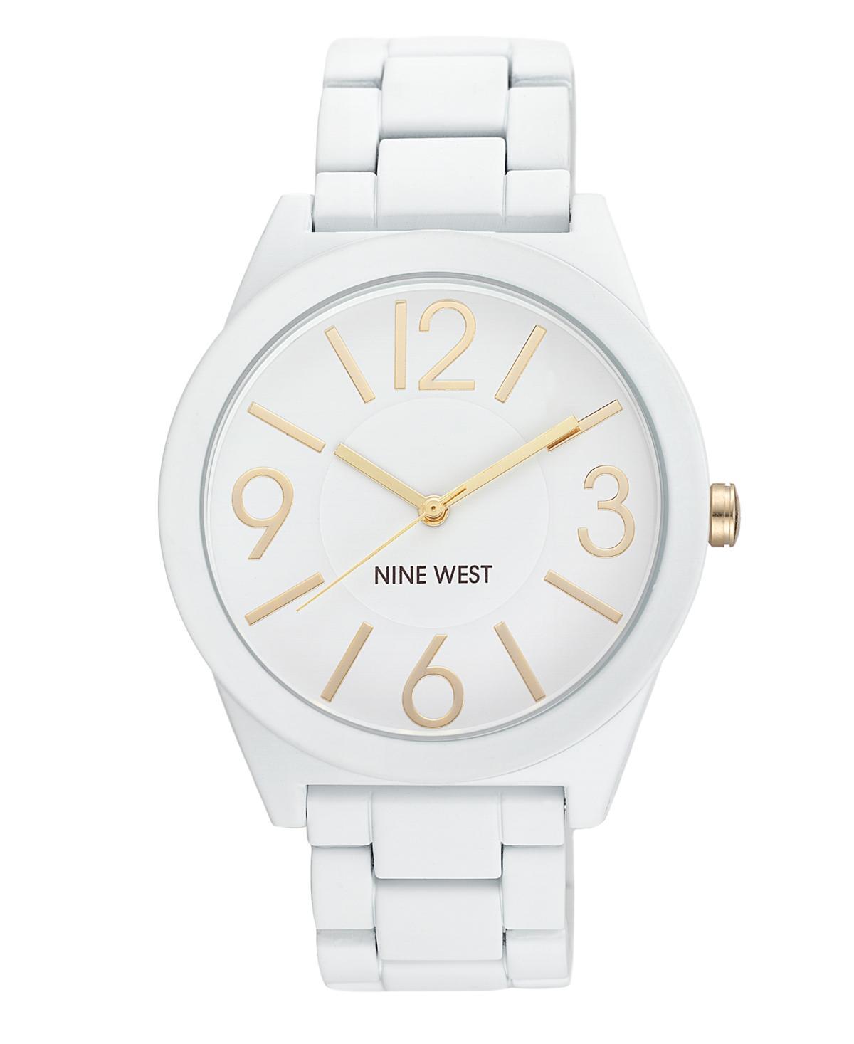 Nine West Womens White Rubberized Link Watch Product Image