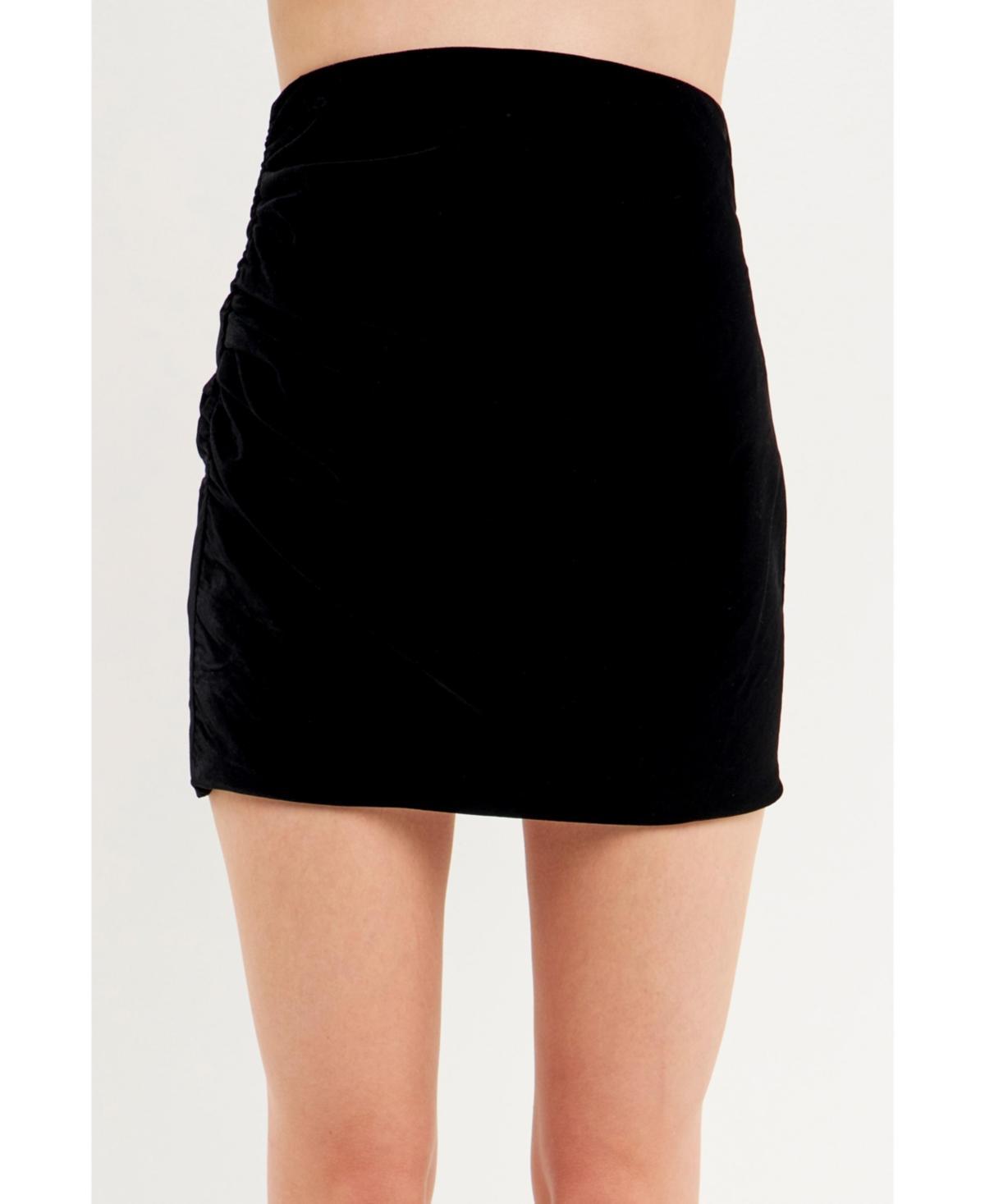 endless rose Womens Velvet Ruched Mini Skirt Product Image