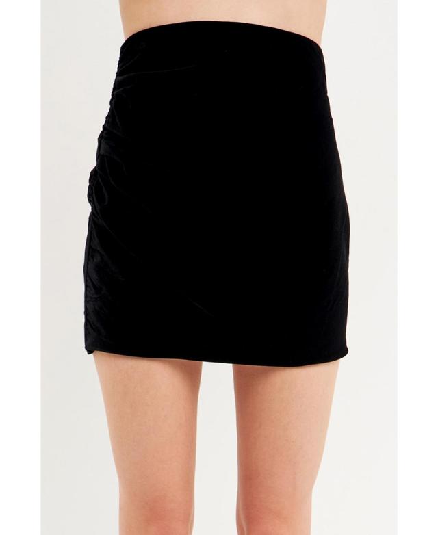 endless rose Womens Velvet Ruched Mini Skirt Product Image