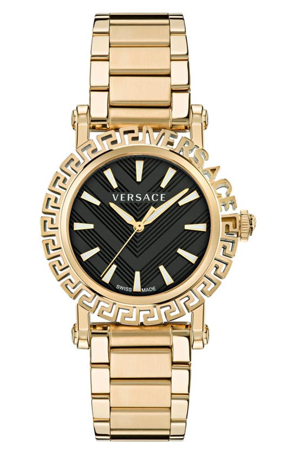 Men's Greca Glam 40mm Ip Goldtone Stainless Steel Bracelet Watch In Yellow Gold Product Image