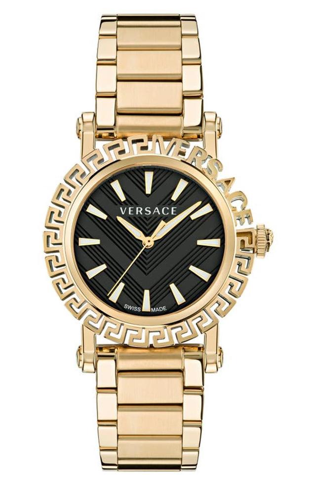 Men's Greca Glam 40mm Ip Goldtone Stainless Steel Bracelet Watch In Yellow Gold Product Image