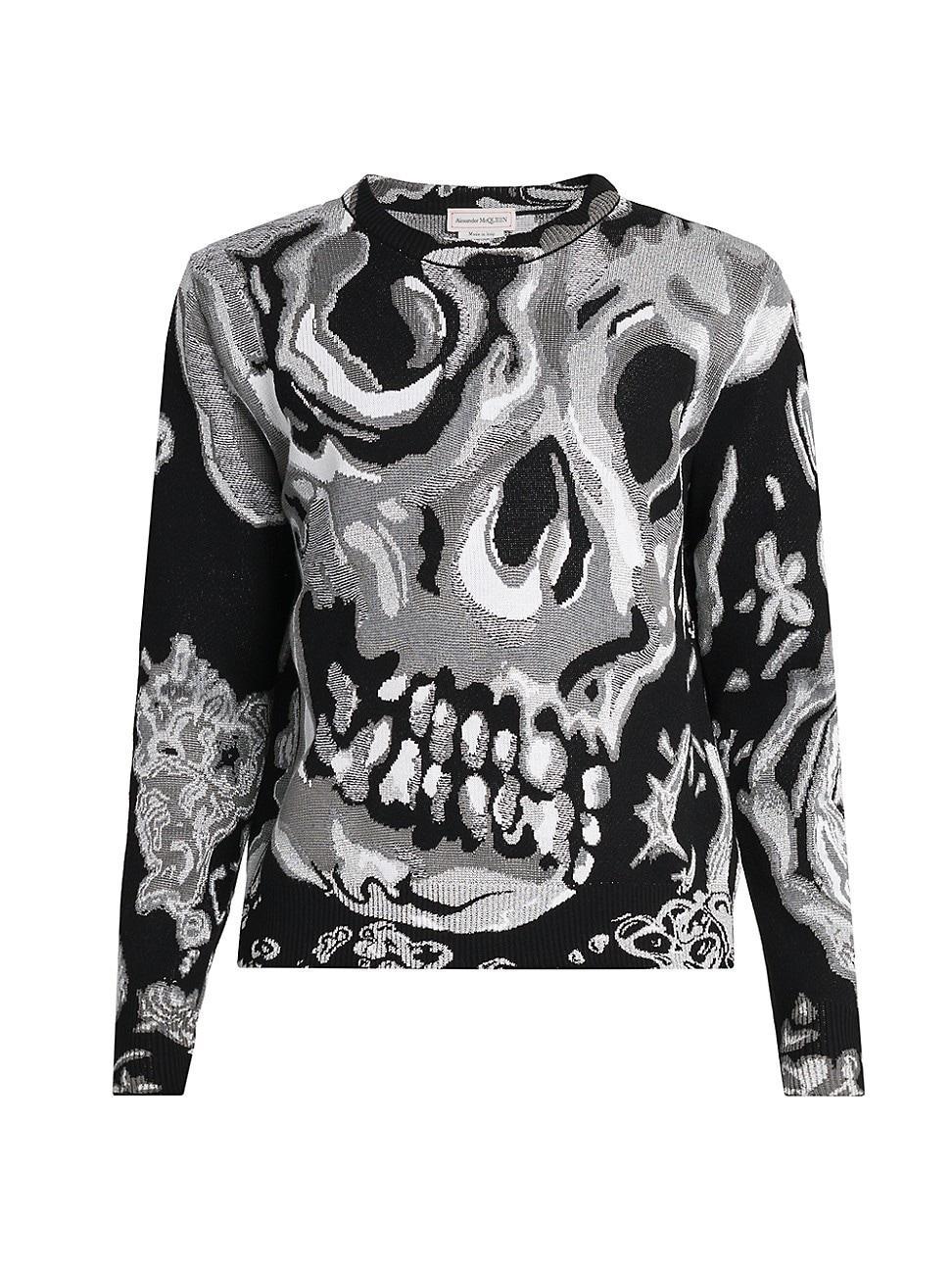 Mens Wax Floral Skull Jacquard Sweater Product Image