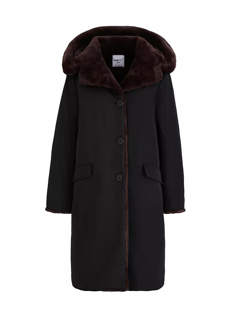 Faux-Fur-Lined Button-Front Coat Product Image