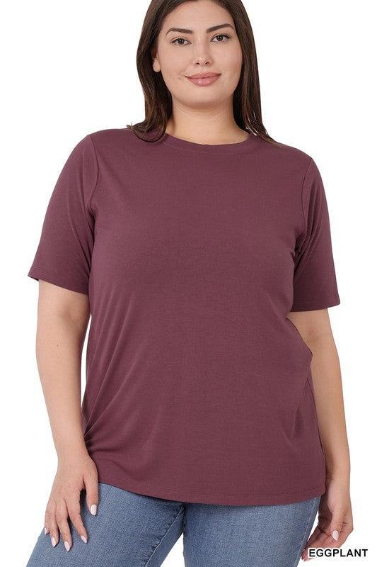 Plus Short Sleeve Round Neck Tee- soft Product Image