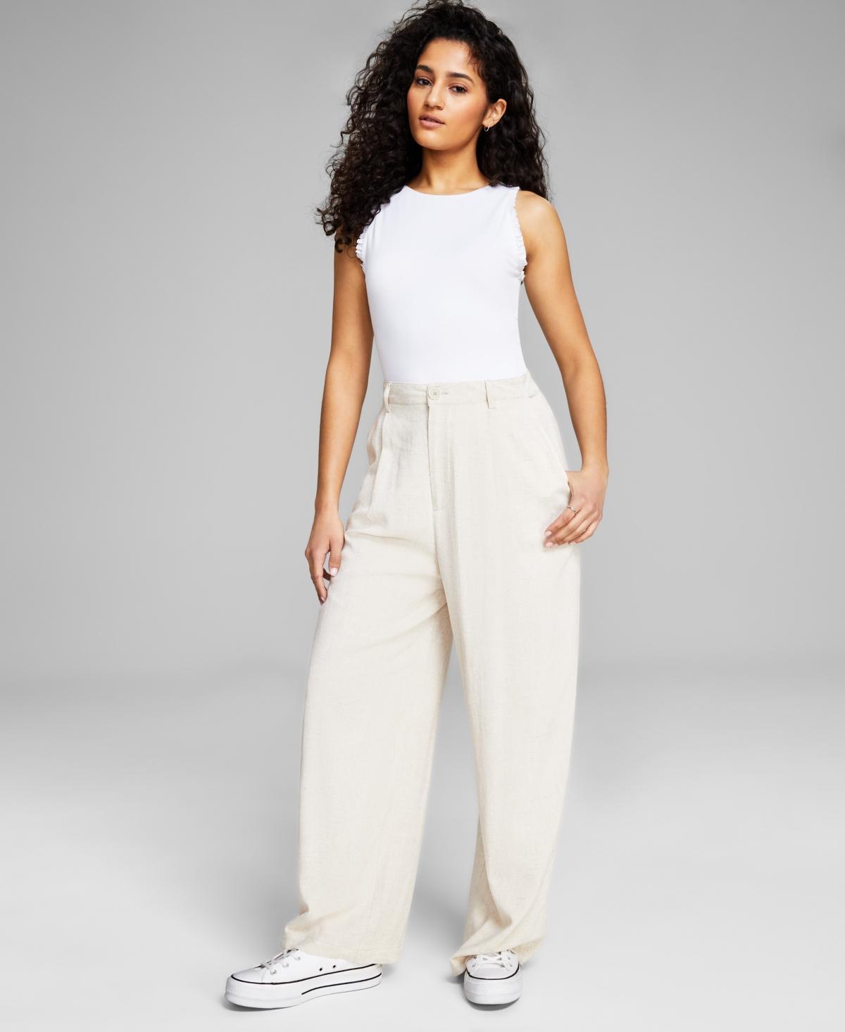 And Now This Womens Linen Blend Wide-Leg Trousers, Created for Macys Product Image