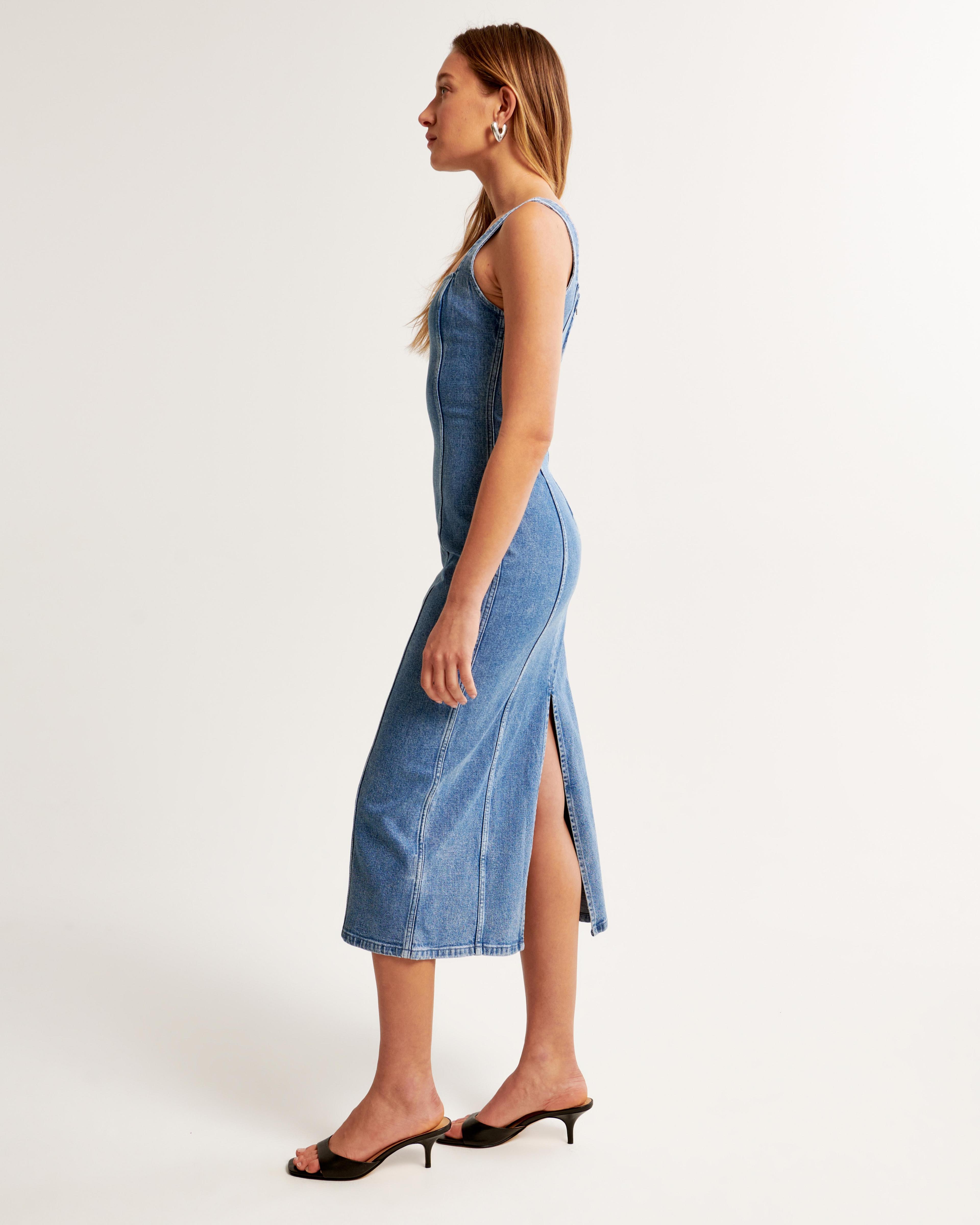 Denim Column Midi Dress Product Image