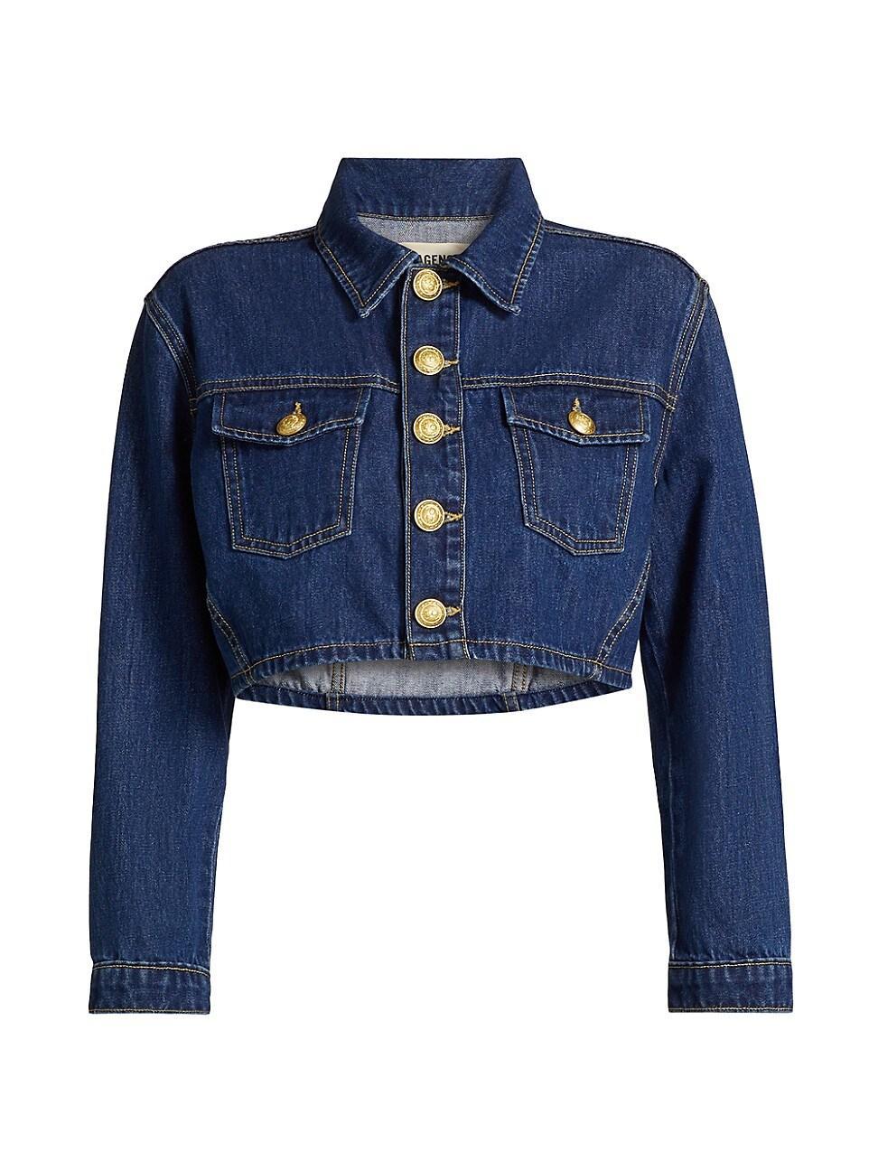 Womens Genevie Denim Crop Jacket Product Image