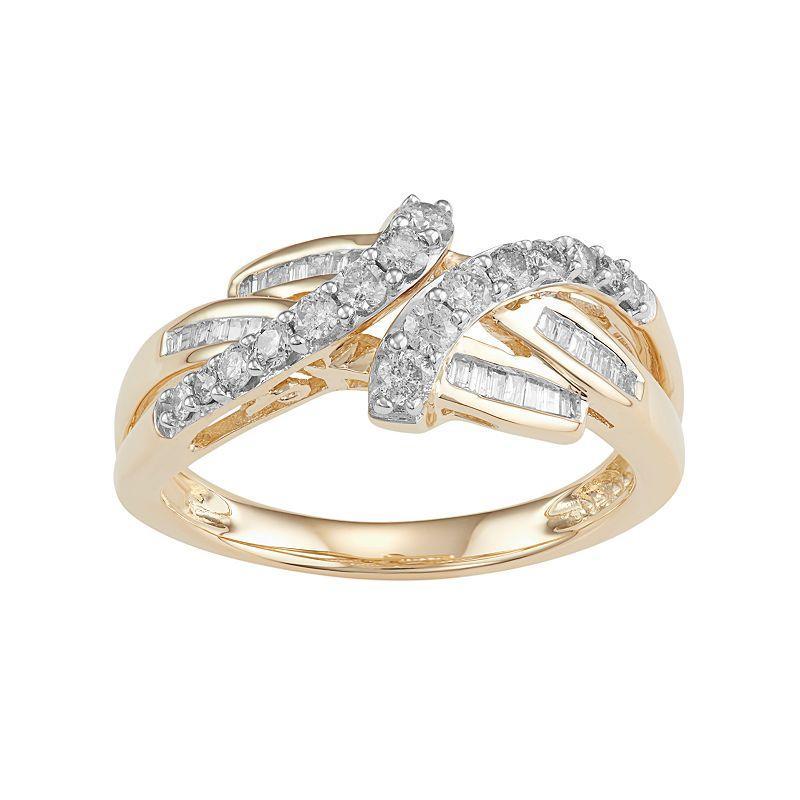 10k Gold 1/2 Carat T.W. Diamond Swirl Ring, Womens White Product Image