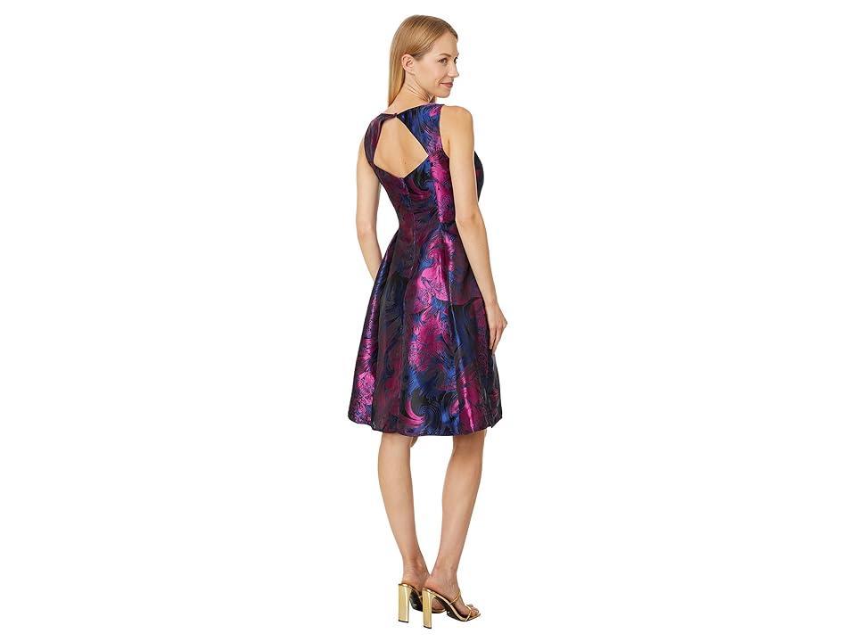 Adrianna Papell Jacquard Envelope Short Dress (Navy/Orchid) Women's Dress Product Image