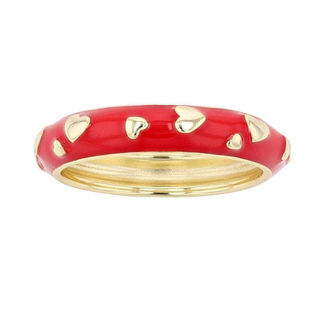 14k Gold Over Silver Enamel Heart Stacking Band, Womens, Red Product Image