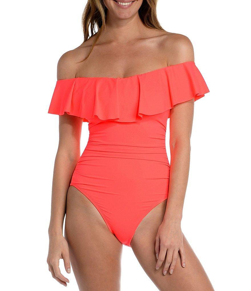 La Blanca Island Goddess Off-the-Shoulder Ruffle One Piece Product Image