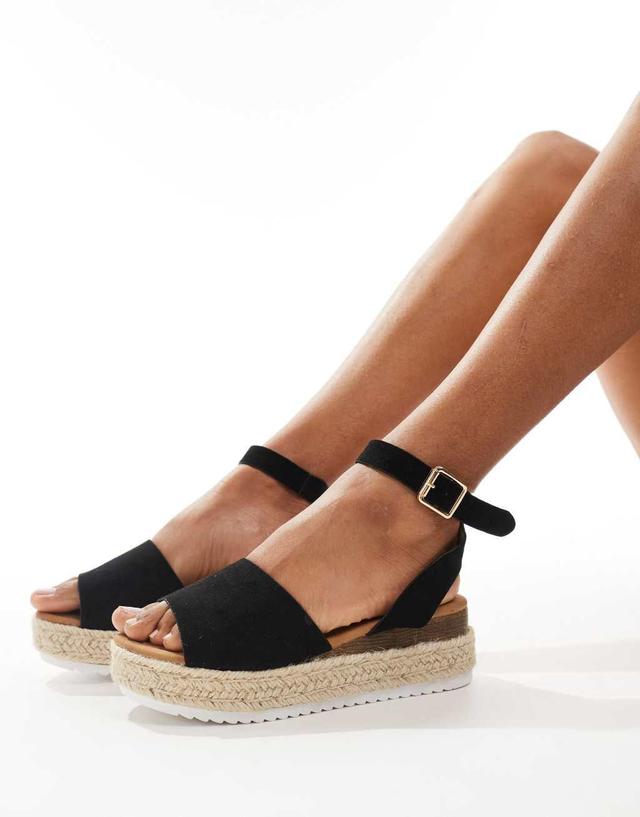 Truffle Collection flatform espadrilles in black Product Image