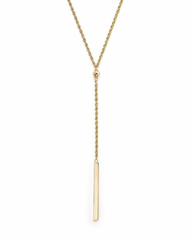 14K Yellow Gold Rope Chain Bar Drop Necklace, 18 - 100% Exclusive Product Image