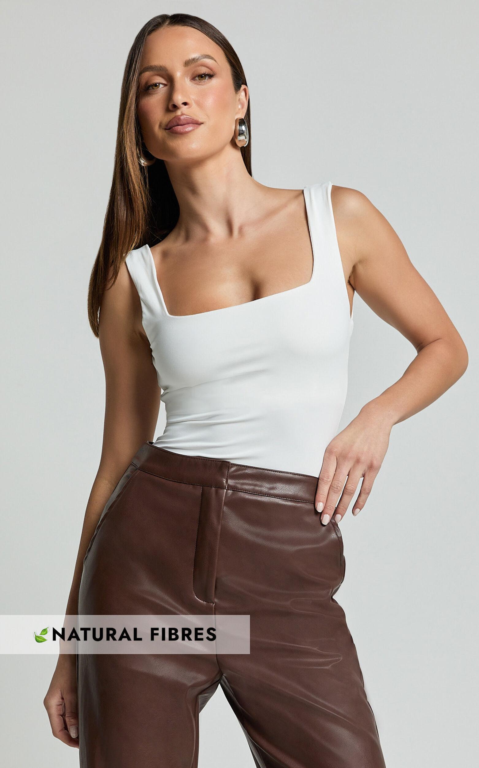 Cenia Top - Square Neck Sleeveless Tank in Cream Product Image