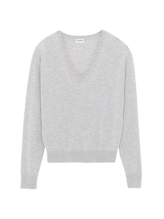 Womens V-Neck Sweater In Cashmere Product Image