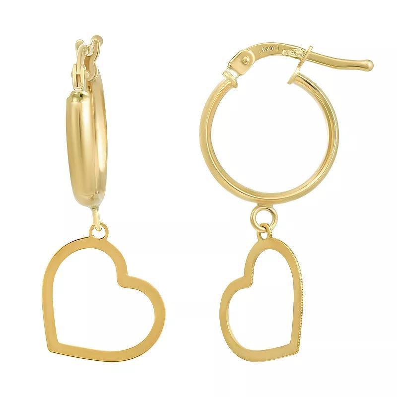 Taylor Grace 10K Gold Heart Drop Earrings, Womens Product Image