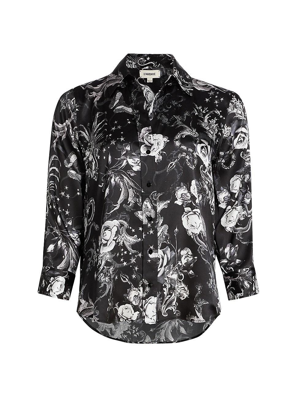 Womens Dani Floral Silk Button-Front Blouse product image