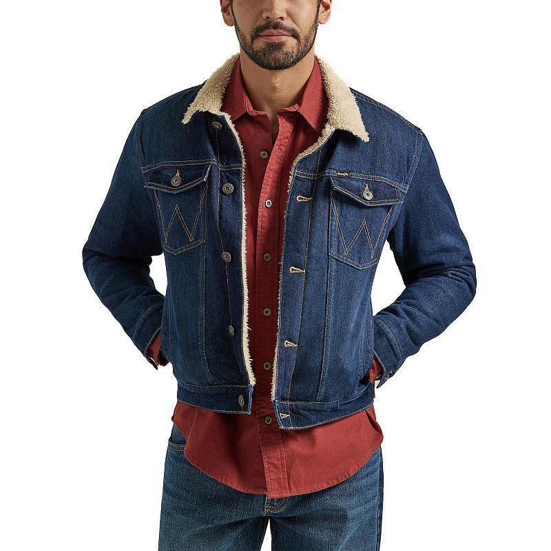 Mens Wrangler Sherpa Lined Jacket Dark Blue Product Image