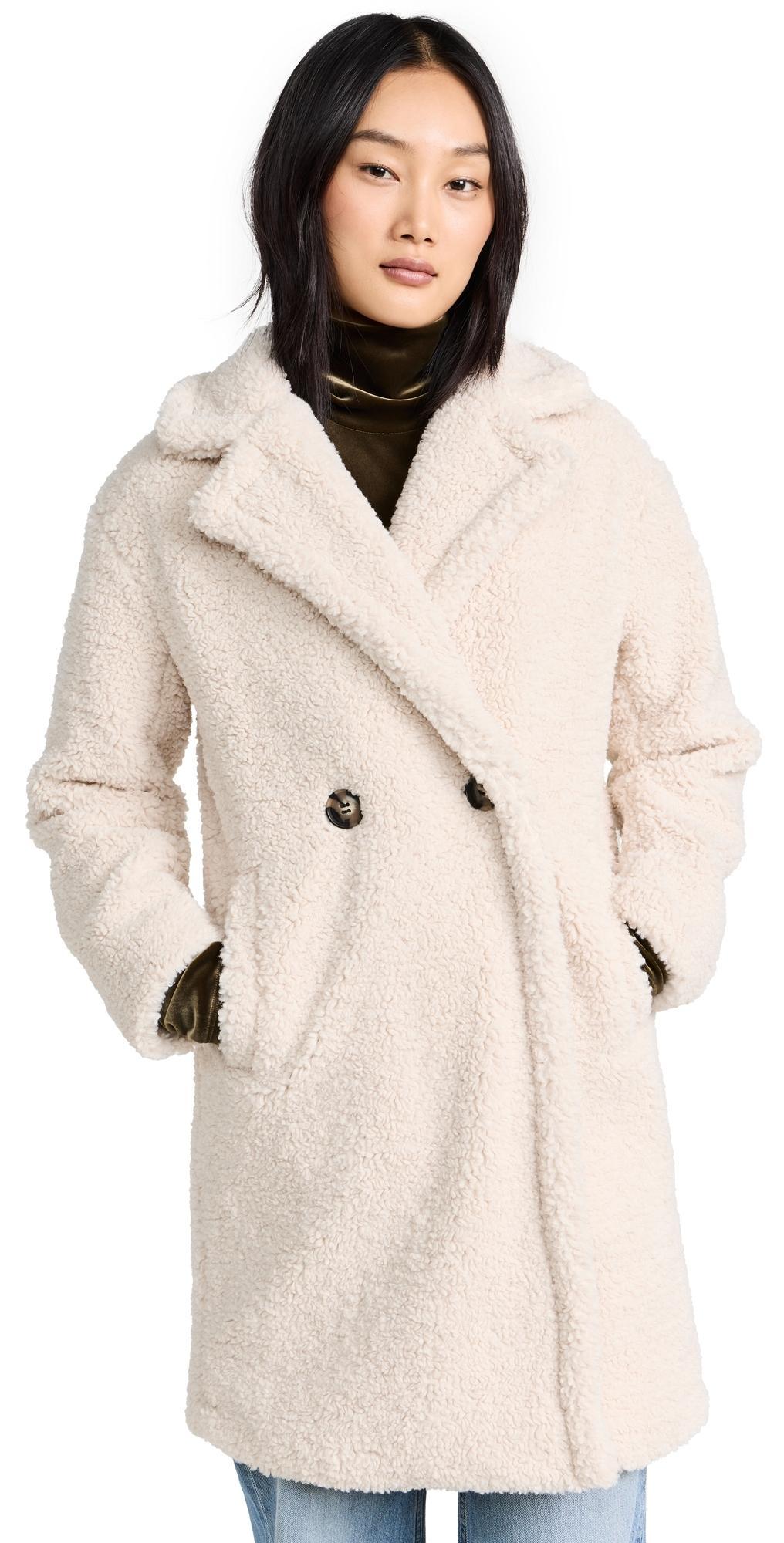 Womens Anouck Double-Breasted Faux Shearling Coat Product Image