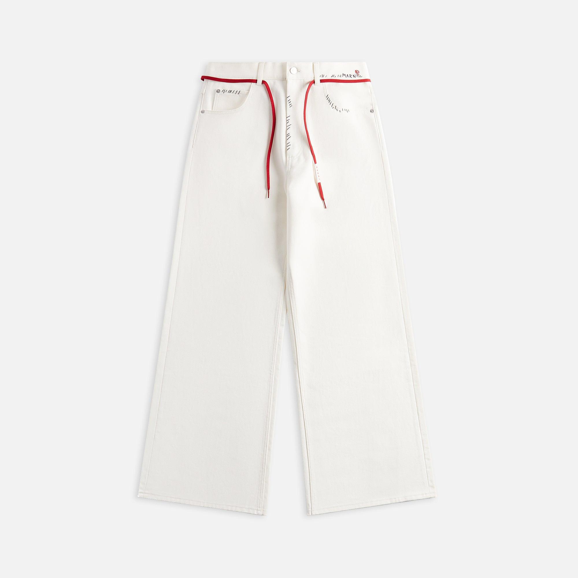 Marni Cotton Drill Trouser - Lily White Male Product Image