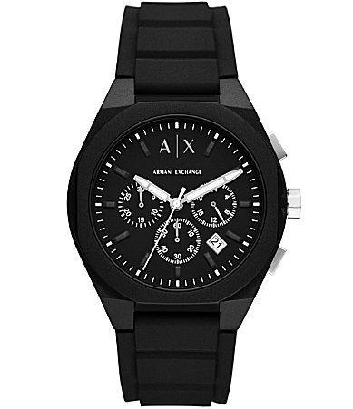 Armani Exchange Mens Rafael Chronograph Black Silicone Strap Watch Product Image