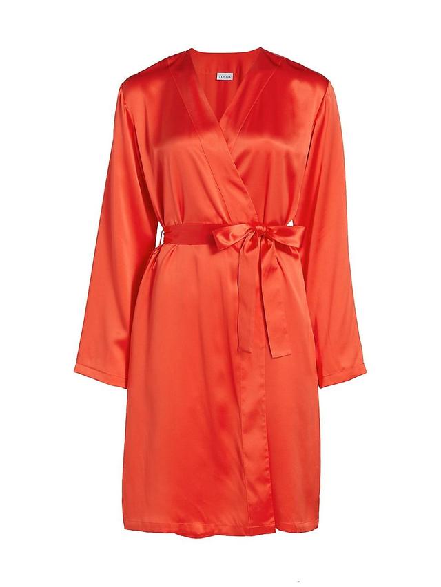 Womens Belted Silk Satin Robe Product Image