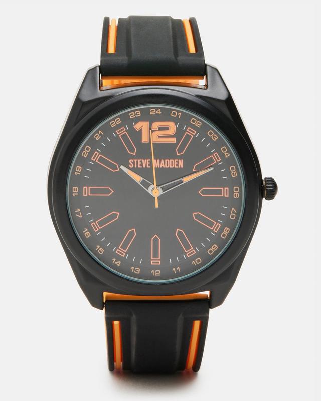 MEN'S SILICONE WATCH BLACK/ORANGE Male Product Image