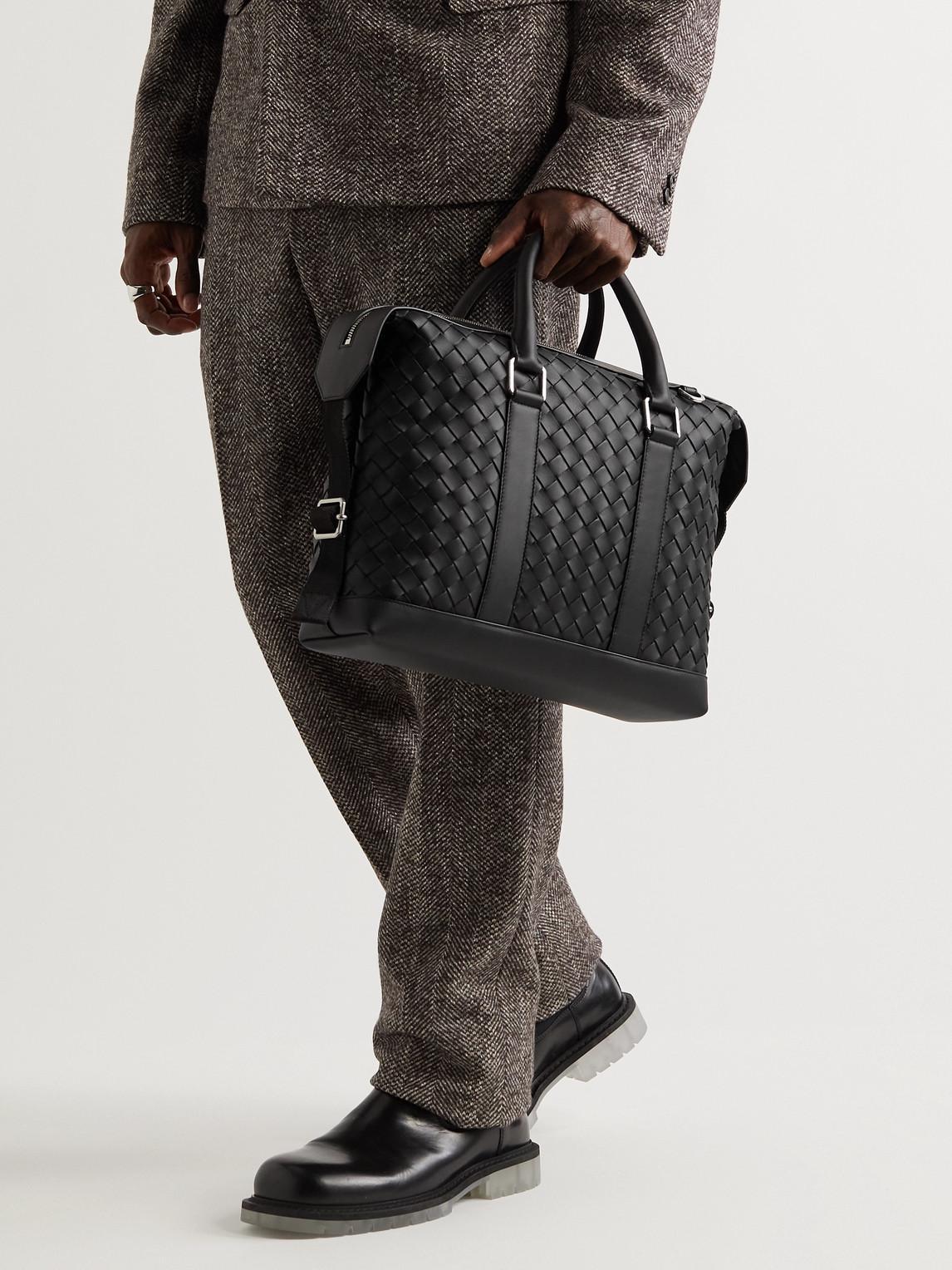 BOTTEGA VENETA Hydrology Intrecciato Leather Briefcase In Black Product Image