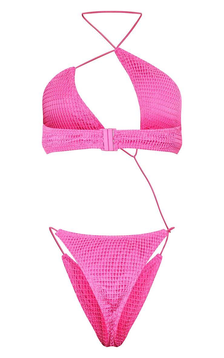 Pink Net Asymmetric Cut Out Swimsuit Product Image