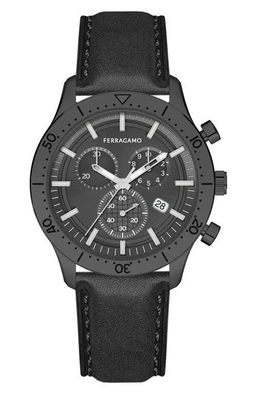 FERRAGAMO Master Leather Strap Chronograph Watch, 43mm Product Image