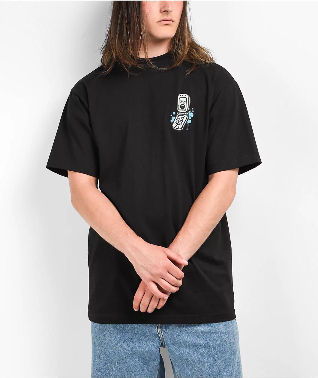 Empyre Flip Phone Embroidered Black T-shirt Product Image